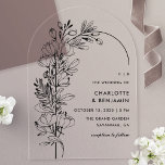Invitations En Acrylique Mariage d'arc minimaliste de la Botanique Noire<br><div class="desc">Annoncez votre jour de mariage avec ces élégantes invitations en acrylique noir avec un design minimaliste d'arche botanique. Les délicats détails floraux et les éléments noirs audacieux créent une esthétique moderne et intemporelle, parfaite pour des fêtes sophistiquées. Ces invitations acryliques uniques ajoutent une touche de raffinement à tout thème mariage...</div>