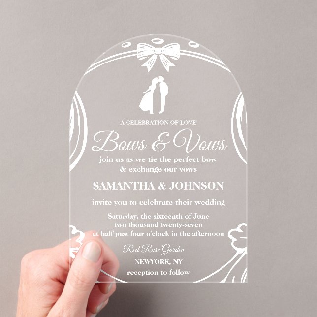 Invitations En Acrylique Mariage d'arc vintage Bows & Ribbons (In situ (ordinateur de poche))
