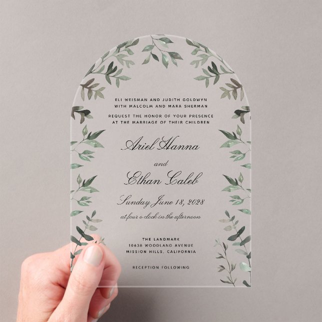 Invitations En Acrylique Mariage d'archives Eucalyptus Ferns (In situ (ordinateur de poche))