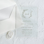 Invitations En Acrylique Mariage de bois vert à feuilles minimes<br><div class="desc">Ces invitations acryliques mariages de verdure vert feuille minimes sont parfaites pour un mariage élégant. Le design se compose d'une simple silhouette de verdure en vert d'olivier et d'un style minimaliste classique.</div>