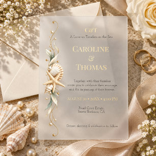Invitations En Acrylique Mariage de bord de mer étoile de mer coquillage