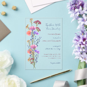 Invitations En Acrylique Mariage de bouquet floral délicieux rustique