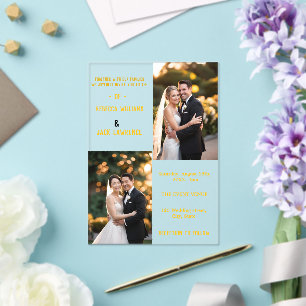 Invitations En Acrylique Mariage de calligraphie classique or