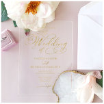 Invitations En Acrylique Mariage de calligraphie simple et élégant<br><div class="desc">Améliorez votre expérience mariage grâce à notre suite de mariage de calligraphie dorée moderne, conçue pour la sophistication et le glamour. Customisez-le facilement en quelques clics pour créer une célébration qui reflète votre style unique. Si vous avez des questions, avez besoin d'aide, ou souhaitez modifier des détails, n'hésitez pas à...</div>