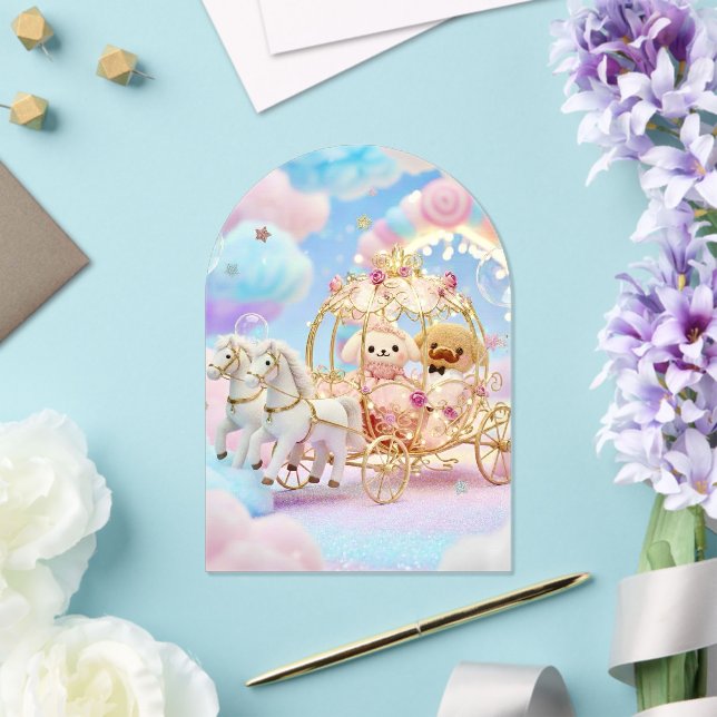 Invitations En Acrylique Mariage de chiot mignon Carrosse de conte de fées (Insitu (Mariage))