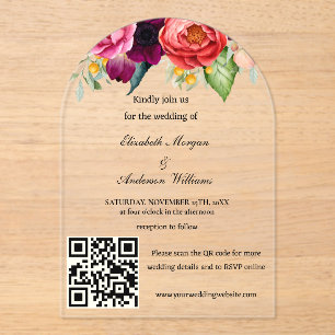 Invitations En Acrylique Mariage de code QR moderne