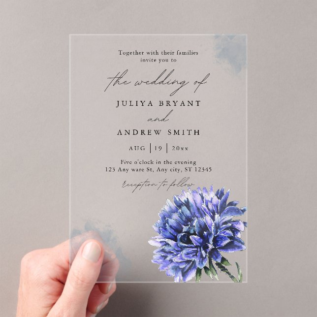 Invitations En Acrylique Mariage de cornflower aquarelle (In situ (ordinateur de poche))