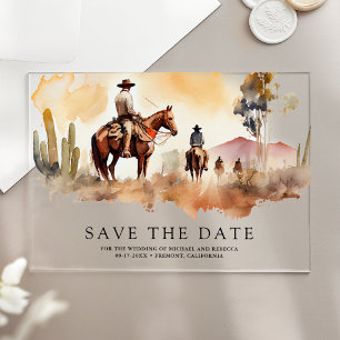 Invitations En Acrylique Mariage de cow-boy western rustique, carte de sauv