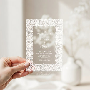 Invitations En Acrylique Mariage de dentelle