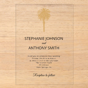 Invitations En Acrylique Mariage de destination de plage tropicale arbre de