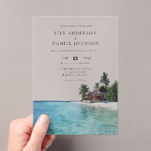 Invitations En Acrylique Mariage de destination tropical à l'aquarelle
