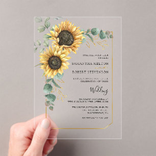 Invitations En Acrylique Mariage de fleurs de tournesol