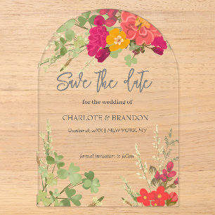 Invitations En Acrylique Mariage de fleurs sauvages de jardin floral d'été