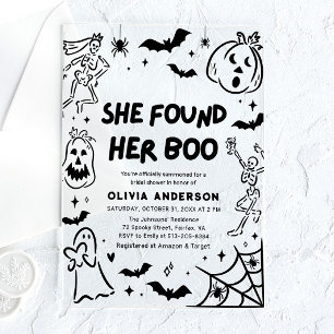Invitations En Acrylique Mariage de Halloween Elle a Trouvé Sa Chouchoute