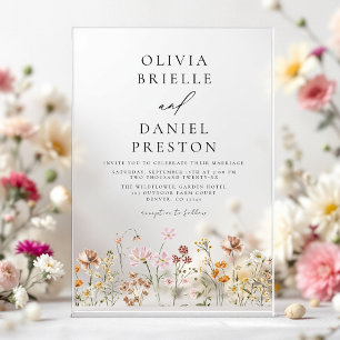 Invitations En Acrylique Mariage de jardin bohème sauvage beige