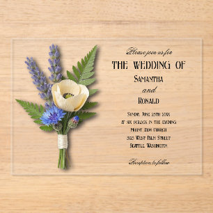 Invitations En Acrylique Mariage de jardin de fleurs sauvages en acrylique 
