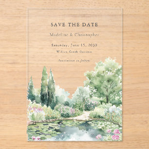Invitations En Acrylique Mariage de jardin estival élégant et pastel