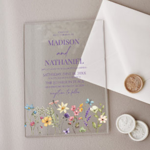 Invitations En Acrylique Mariage de jardin floral de fleurs sauvages
