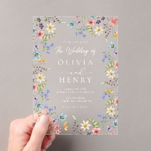 Invitations En Acrylique Mariage de jardin rustique moderne simple Fleur sa