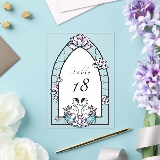 Invitations En Acrylique Mariage de la Lys d'eau du cygne en verre (Insitu (Mariage))