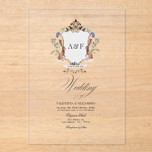 Invitations En Acrylique Mariage de Lapin de la Forêt Enchantée Transparent