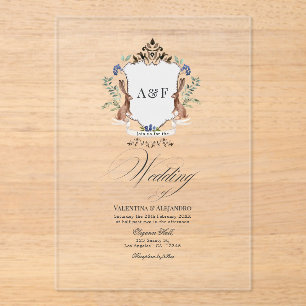Invitations En Acrylique Mariage de lapin en bois blanc transparent