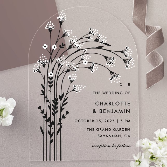 Invitations En Acrylique Mariage de l'Arche respiratoire du bébé noir (Créateur téléchargé)