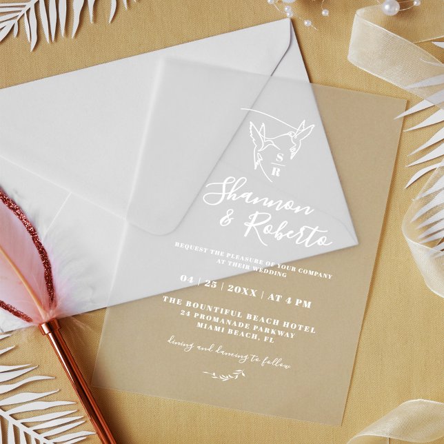 Invitations En Acrylique Mariage de monogramme botanique minimal romantique (Créateur téléchargé)