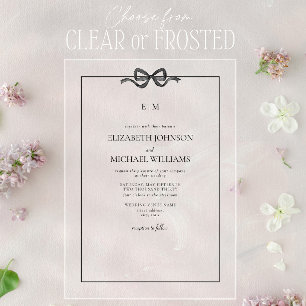 Invitations En Acrylique Mariage de monogramme noir et blanc élégant