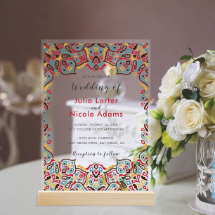 Invitations En Acrylique Mariage de Motif de mandala géométrique classique