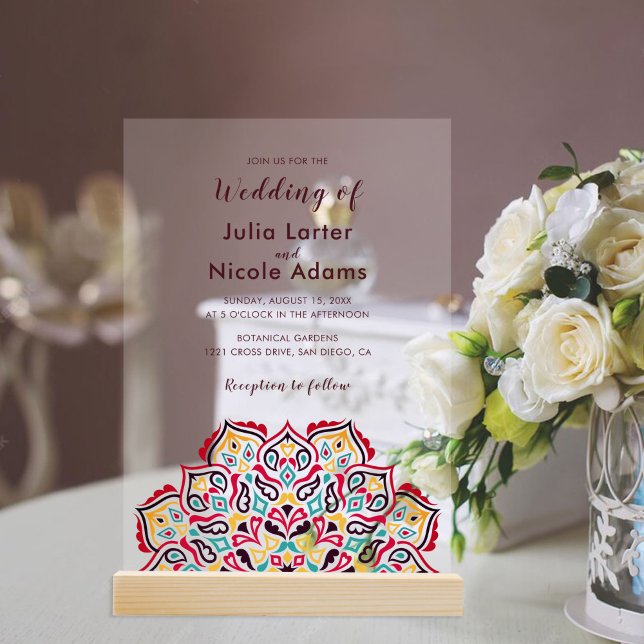 Invitations En Acrylique Mariage de Motif de mandala géométrique classique (Créateur téléchargé)