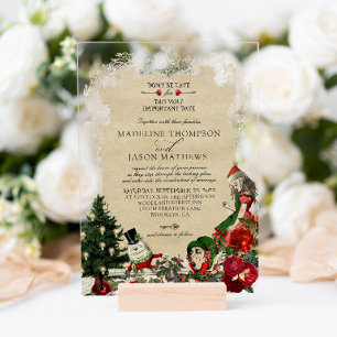 Invitations En Acrylique Mariage de Noël Alice au Pays des Merveilles
