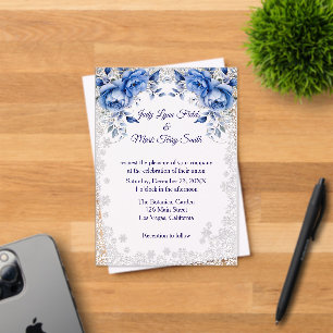 Invitations En Acrylique Mariage de Noël des Roses bleus