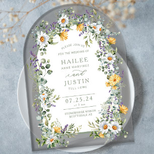 Invitations En Acrylique Mariage de printemps floral arc-en-ciel de fleurs 