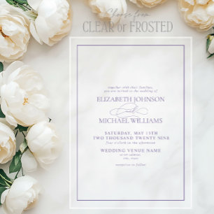 Invitations En Acrylique Mariage de script classique Lavender Lilac