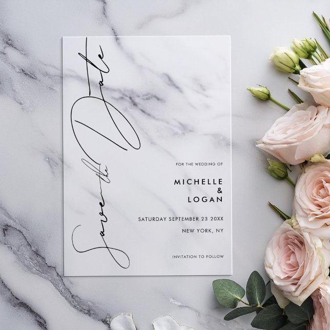 Invitations En Acrylique Mariage de script moderne simple Enregistrer la da (Créateur téléchargé)