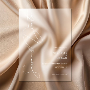 Invitations En Acrylique Mariage de script moderne simple Enregistrer la da