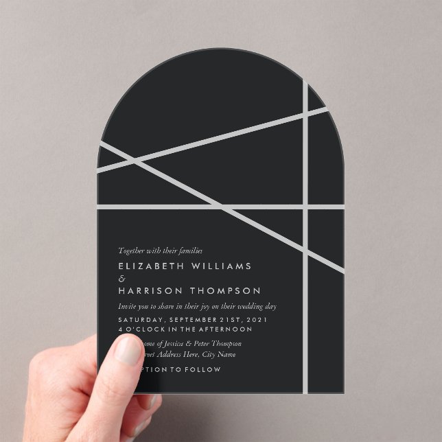 Invitations En Acrylique Mariage de style géométrique simple (In situ (ordinateur de poche))
