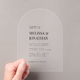 Invitations En Acrylique Mariage de typographie classique minimaliste