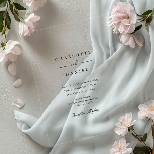 Invitations En Acrylique Mariage de typographie moderne, minimal (Modern, minimal, typography wedding acrylic invitations)