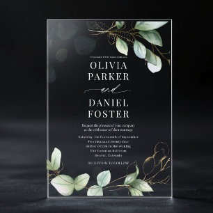 Invitations En Acrylique Mariage de verdure de eucalyptus botanique