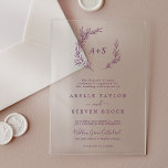 Invitations En Acrylique Mariage de verdure pour monogramme d'aubergine à f<br><div class="desc">Ces invitations acryliques mariages minimes d'aubergines vertes d'aubergines de feuilles sont parfaites pour un mariage élégant. Le design se compose d'une simple silhouette verte en violet d'aubergines,  au style minimaliste classique.</div>