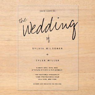 Invitations En Acrylique Mariage décontracté de typographie moderne