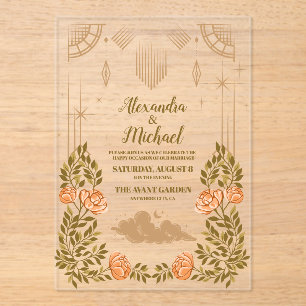 Invitations En Acrylique Mariage des étoiles noires de minuit céleste