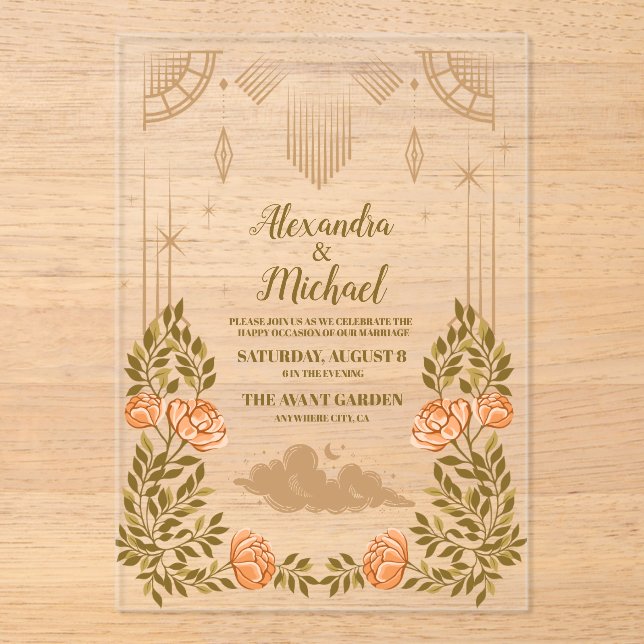 Invitations En Acrylique Mariage des étoiles noires de minuit céleste (Recto)