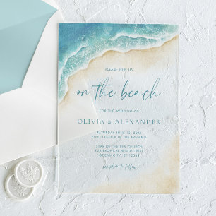 Invitations En Acrylique Mariage d'été à l'aquarelle sur la plage