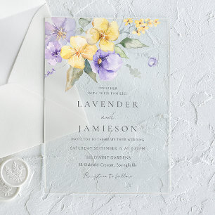 Invitations En Acrylique Mariage d'été floral Lavande et soleil