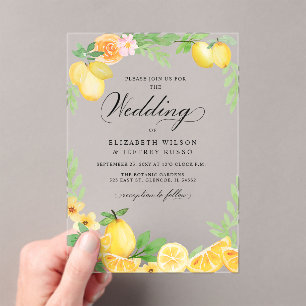 Invitations En Acrylique Mariage d'été Rustique Citrus Boho
