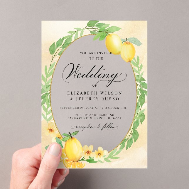 Invitations En Acrylique Mariage d'été Rustique Citrus Boho (In situ (ordinateur de poche))