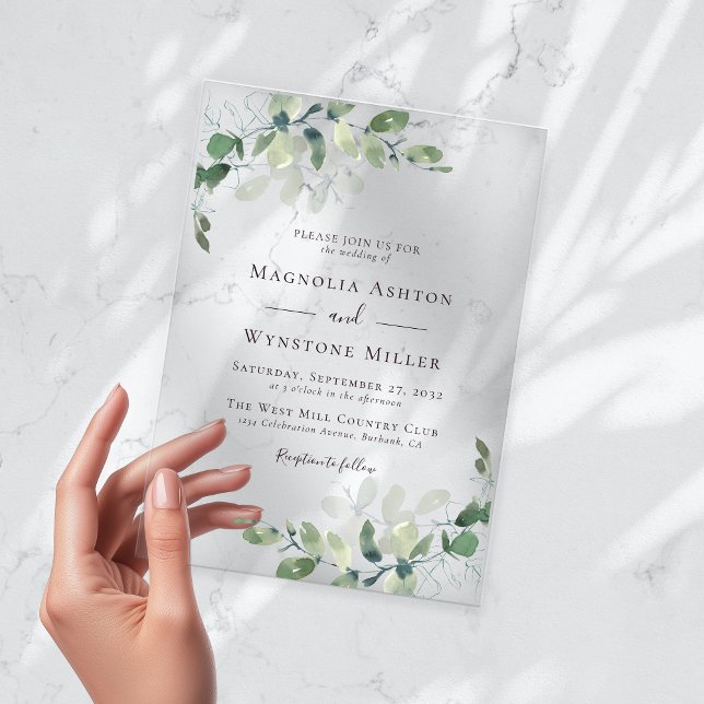 Invitations En Acrylique Mariage d'eucalyptus (Créateur téléchargé)